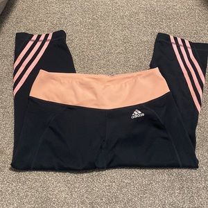 adidas navy and pink athletic leggings